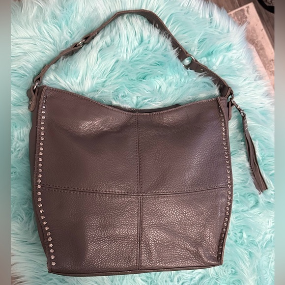 The Sak Handbags - The Sak Gray Studded Leather Shoulder Bag Large Size Like New! FIRM 70% OFF
